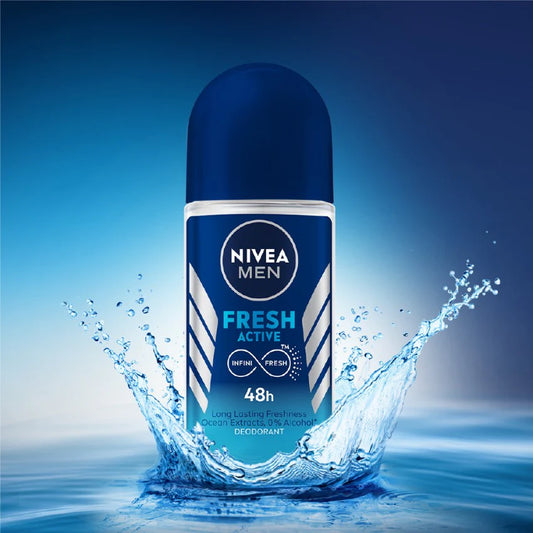 NIVEA MEN Antiperspirant Roll-on for Men, Fresh Active Fresh Scent, 50ml