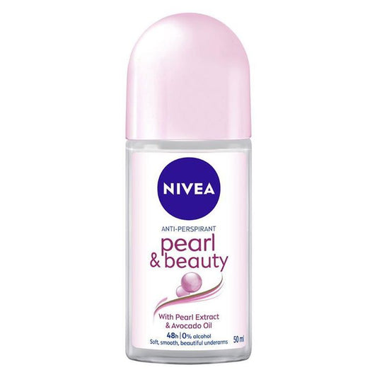Nivea Pure Pearl & Beauty Roll-On Deodorant 50 ml Antiperspirant Roller for Nourished Armpit Skin 48-Hour Deodorant with Antibacterial Protection
